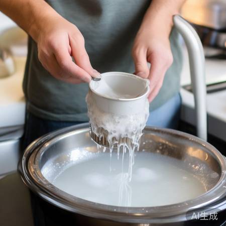 热水泡油污，滤网焕然一新