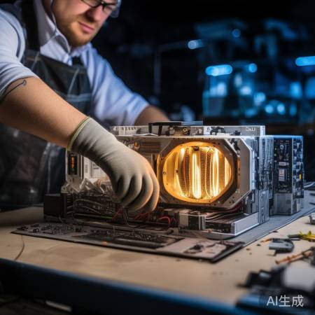 安装发热管，小心操作