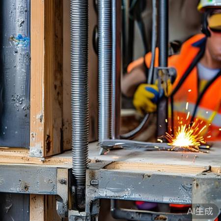 放入10毫米螺纹钢加固焊接