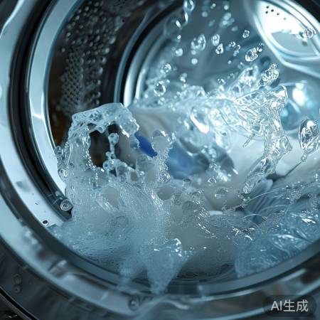 洗衣机搅拌清洁，加入洗涤剂